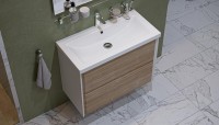 Тумба с раковиной Velvex Gesso 80.2Y дуб сонома, белая