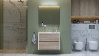 Тумба с раковиной Velvex Gesso 80.2Y дуб сонома, белая
