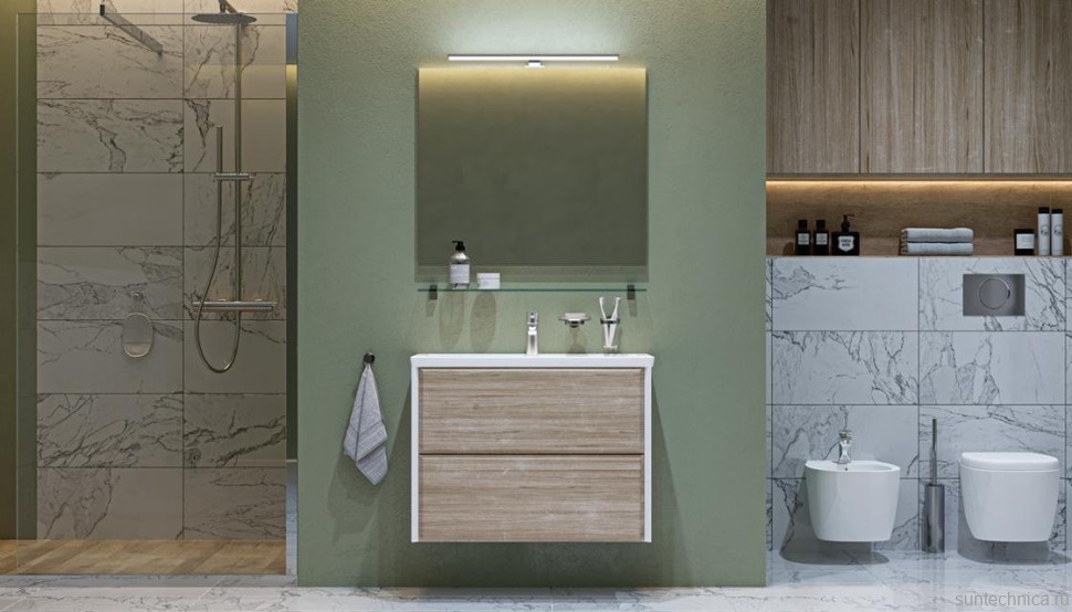Тумба с раковиной Velvex Gesso 80.2Y дуб сонома, белая