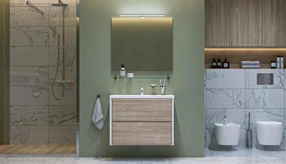 Тумба с раковиной Velvex Gesso 80.2Y дуб сонома, белая