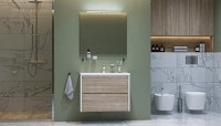 Тумба с раковиной Velvex Gesso 80.2Y дуб сонома, белая