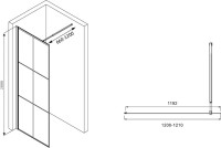 Душевая перегородка Abber Immer Offen AG62120B8 120 см, профиль черный, стекло прозрачное