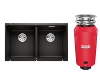 Комплект Мойка Blanco Subline 350/350-U черная + Измельчитель Franke