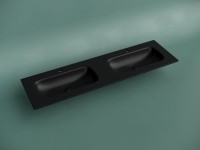 Мебельная раковина Ceramicanova Grace прямоугольная 161см с двумя чашами и отверстиями под смеситель черный матовый CN7023MB