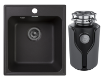 Комплект Мойка GranFest Quarz Z17 черный + Измельчитель KUCHENSTERN Muhle