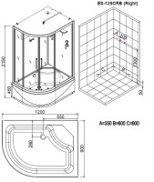 Душевая кабина Esbano ESKB129CRBR правая ориентация
