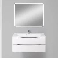 Мебель для ванной комнаты BelBagno Marino 100 bianco lucido, подвесная, зеркало DIWO Коломна