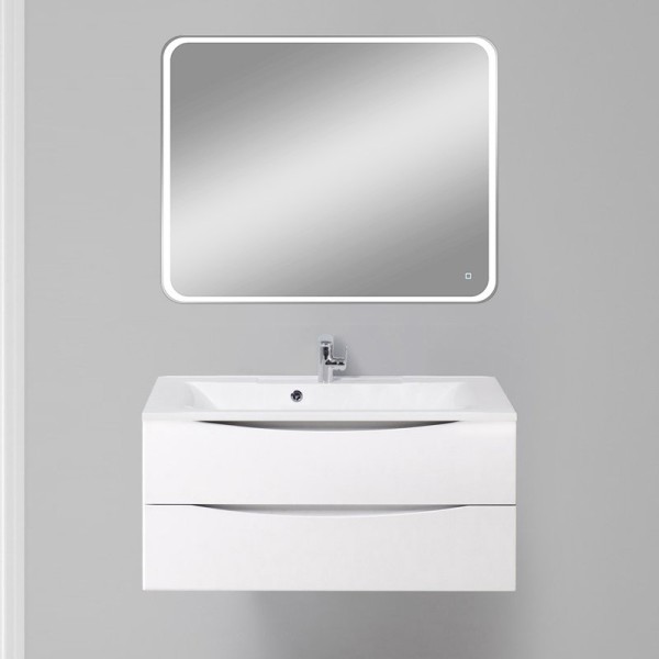 Мебель для ванной комнаты BelBagno Marino 100 bianco lucido, подвесная, зеркало DIWO Коломна