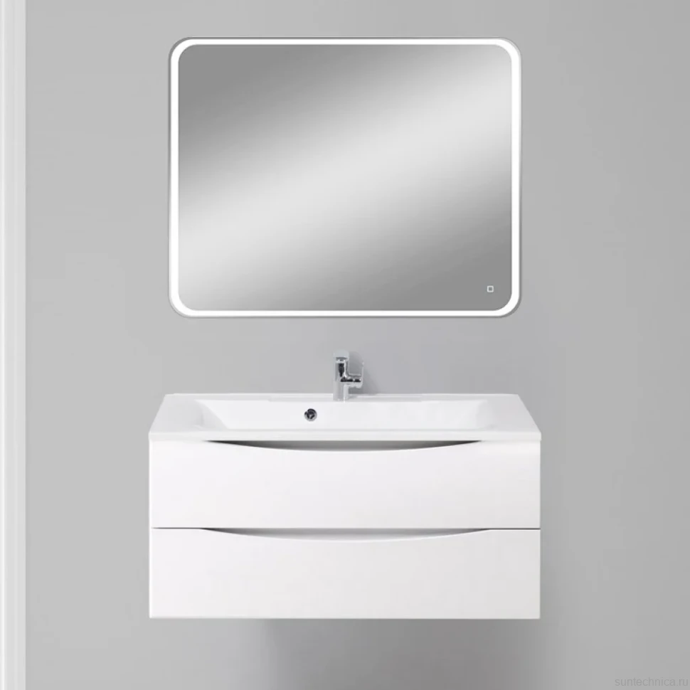 Мебель для ванной комнаты BelBagno Marino 100 bianco lucido, подвесная, зеркало DIWO Коломна