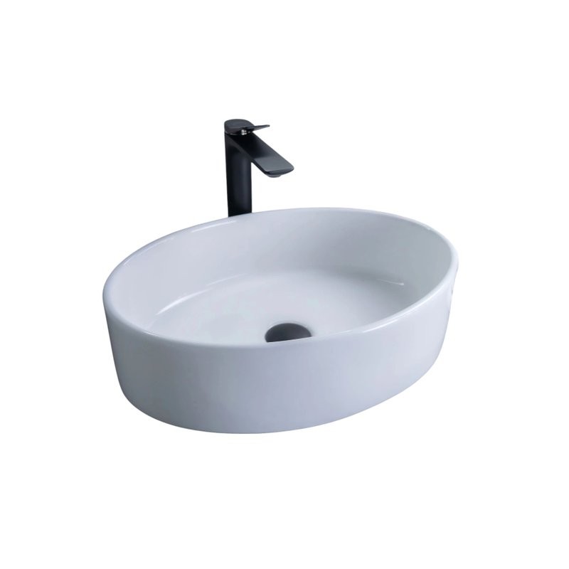 Накладная раковина GID Lago N9012 50 глянцевая белая, овальная, фаянс