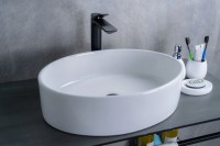 Накладная раковина GID Lago N9012 50 глянцевая белая, овальная, фаянс