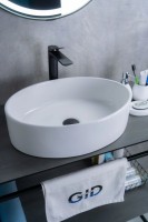 Накладная раковина GID Lago N9012 50 глянцевая белая, овальная, фаянс