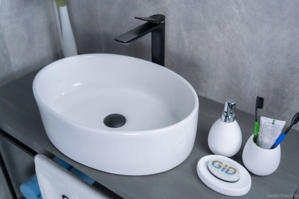 Накладная раковина GID Lago N9012 50 глянцевая белая, овальная, фаянс