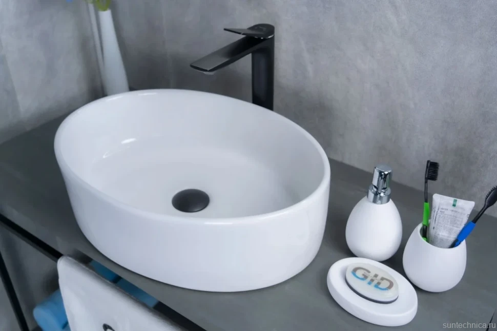Накладная раковина GID Lago N9012 50 глянцевая белая, овальная, фаянс