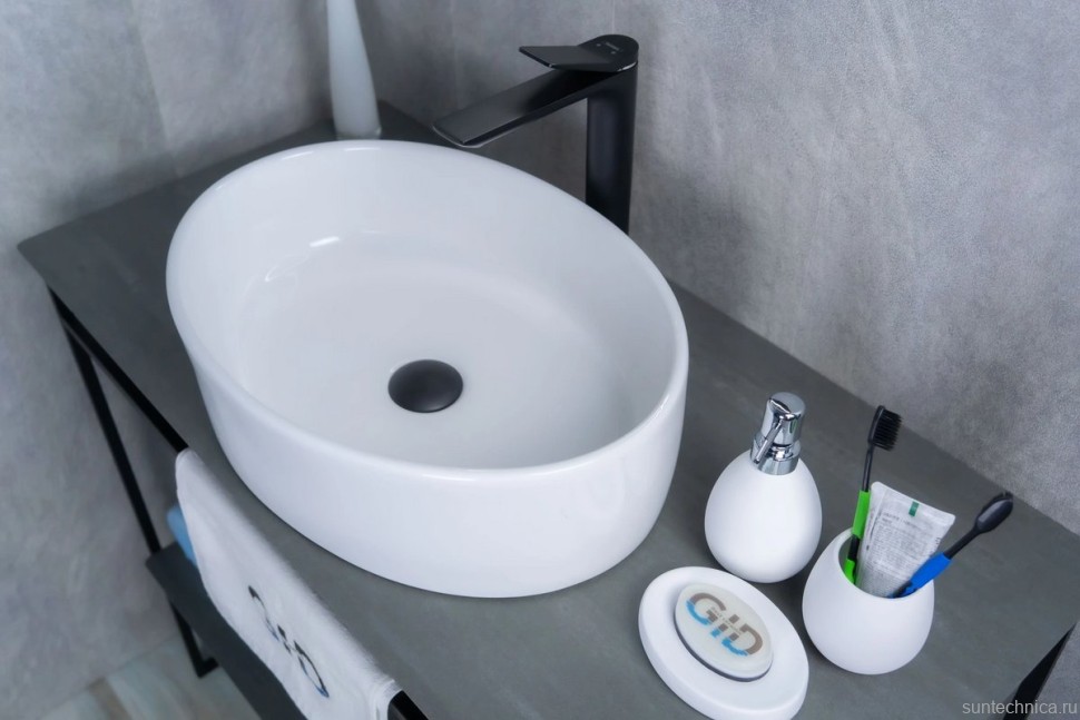 Накладная раковина GID Lago N9012 50 глянцевая белая, овальная, фаянс