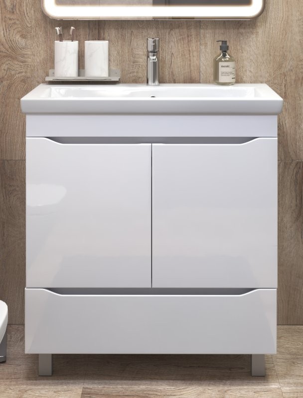 Тумба под раковину без столешницы Vigo Grani 80 белая, для раковины Cersanit Como 80