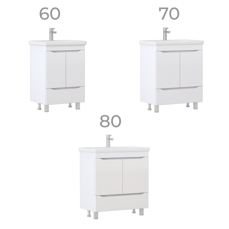 Тумба под раковину без столешницы Vigo Grani 80 белая, для раковины Cersanit Como 80