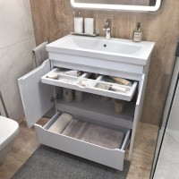 Тумба под раковину без столешницы Vigo Grani 80 белая, для раковины Cersanit Como 80