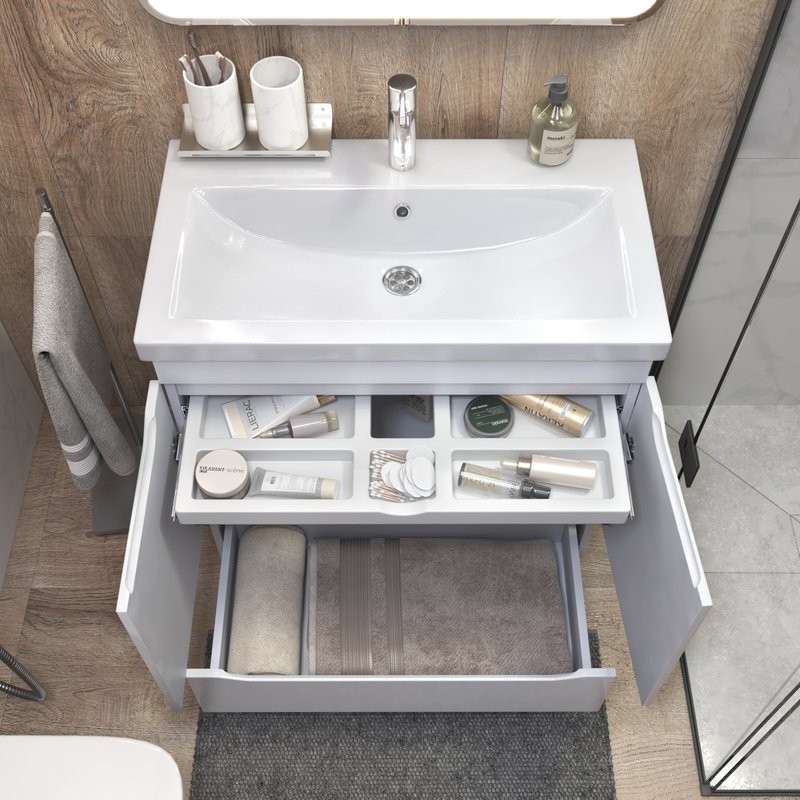 Тумба под раковину без столешницы Vigo Grani 80 белая, для раковины Cersanit Como 80