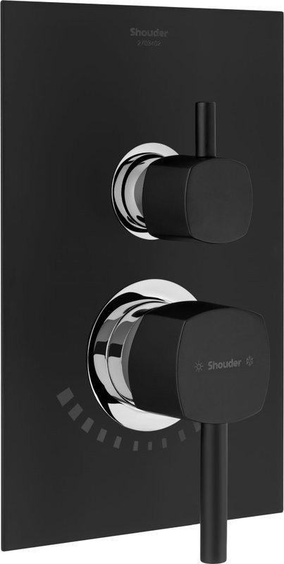 Душевой комплект Shouder Romer 0264110 С ВНУТРЕННЕЙ ЧАСТЬЮ, с изливом, черный, хром