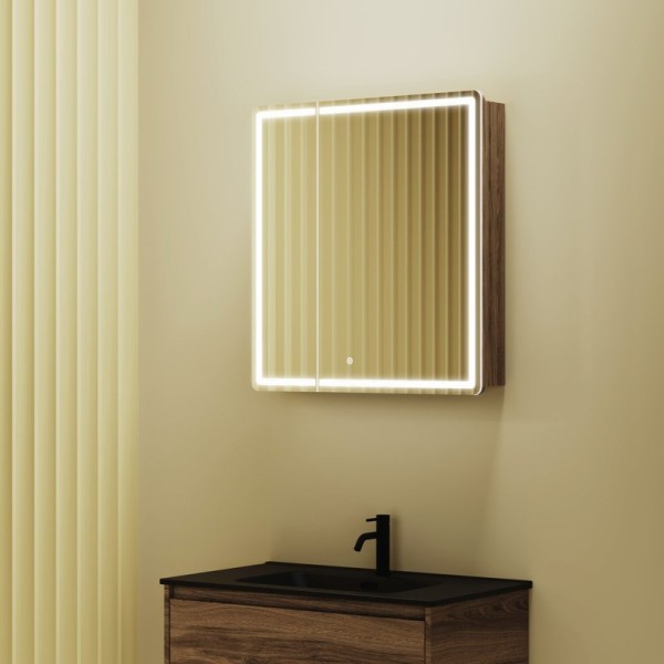 Зеркало-шкаф Sancos Mirror 70 с подсветкой, дуб чарльстон