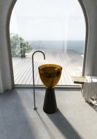 Раковина напольная Abber Kristall AT2703Black-Vesuvian 45 глянцевая оливковая, матовая черная, круглая, моноблок