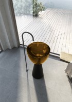 Раковина напольная Abber Kristall AT2703Black-Vesuvian 45 глянцевая оливковая, матовая черная, круглая, моноблок