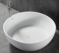 Акриловая ванна Abber AB9279 150x150 см, отдельностоящая, белая, круглая, с каркасом, для двоих, со сливом-переливом