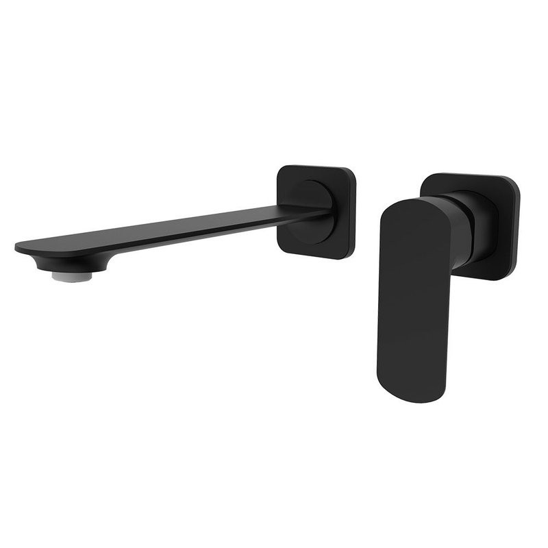 Смеситель для раковины на стену комплект, матовый черный, AQUAme Asti AQM6315MB