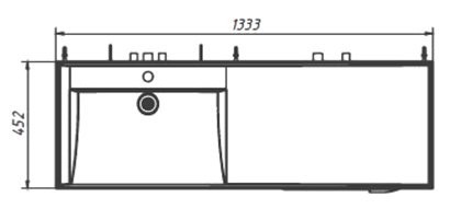 Раковина над стиральной машиной Belux Прометей 133 L глянцевая белая, прямоугольная, со столешницей справа