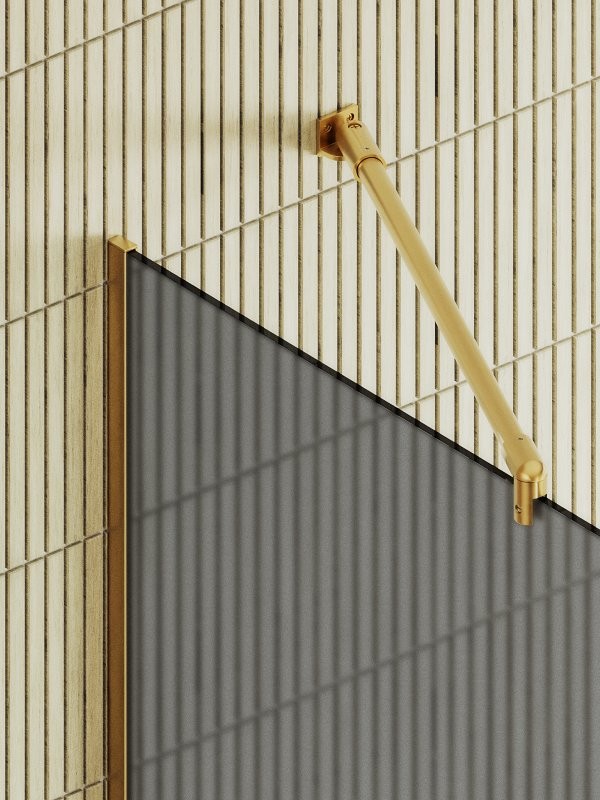 Душевая перегородка Maybahglass MGD-736-3у 89 см, профиль золото, стекло графит матовое