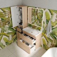 Тумба с раковиной Style Line Атлантика 80 Люкс Plus, напольная, ясень перламутр
