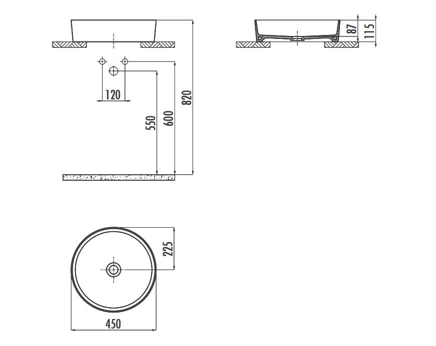 Накладная раковина Creavit Loop LP145-00SK00E-0000 сакура