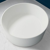 Ванна из искусственного камня Abber Stein AS9679 150x150 см, отдельностоящая, матовая белая, круглая, на ножках, с донным клапаном, фурнитура белая