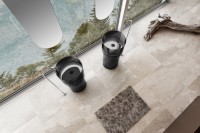 Раковина напольная Abber Kristall AT2701Onyx-H 45 глянцевая черная, круглая