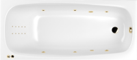 Акриловая ванна WHITECROSS Layla Slim Line Nano 170x75 см, встраиваемая, с гидромассажем, белый глянец, с каркасом, со сливом-переливом, фурнитура золото