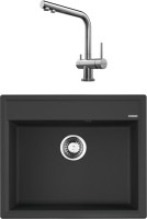 Комплект Мойка Omoikiri Daisen 60-BL черная + Смеситель Nagano BN нержавеющая сталь