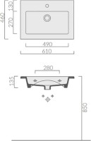Раковина подвесная Galassia Eden 7221 61x46 глянцевая белая, прямоугольная, фаянс