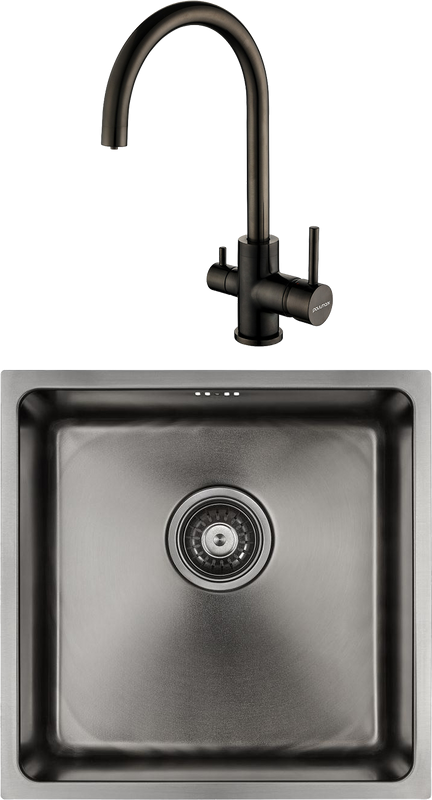 Комплект Мойка Paulmark Vista PM304444-GM вороненая сталь + Смеситель Essen Es213211-GM вороненая сталь