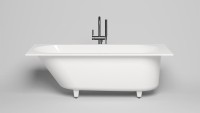 Ванна из искусственного камня Salini Ornella Kit 180x80 см, встраиваемая, матовая белая, со сливом-переливом, с донным клапаном
