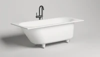 Ванна из искусственного камня Salini Ornella Kit 180x80 см, встраиваемая, матовая белая, со сливом-переливом, с донным клапаном