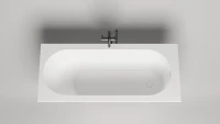 Ванна из искусственного камня Salini Ornella Kit 180x80 см, встраиваемая, матовая белая, со сливом-переливом, с донным клапаном