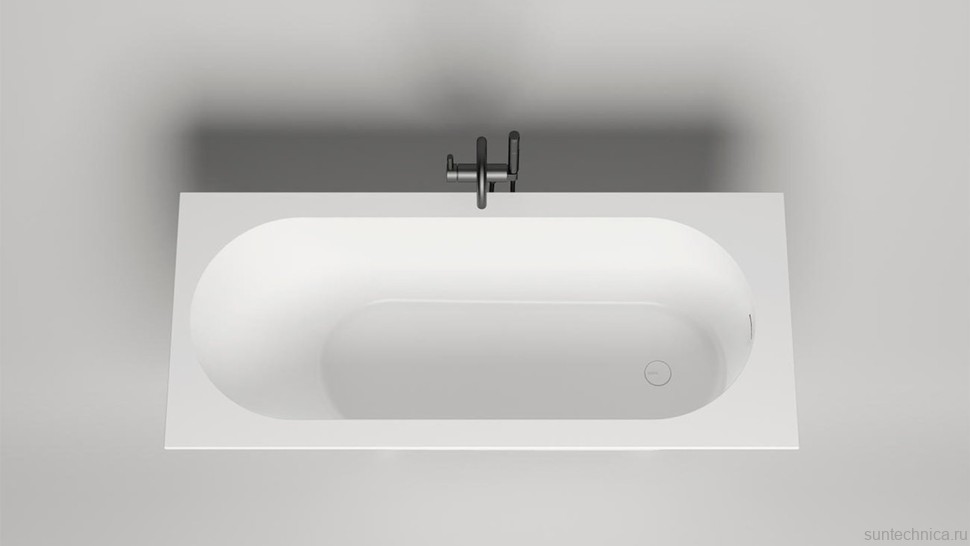 Ванна из искусственного камня Salini Ornella Kit 180x80 см, встраиваемая, матовая белая, со сливом-переливом, с донным клапаном
