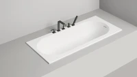 Ванна из искусственного камня Salini Ornella Kit 180x80 см, встраиваемая, матовая белая, со сливом-переливом, с донным клапаном