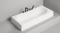 Ванна из искусственного камня Salini Ornella Kit 180x80 см, встраиваемая, матовая белая, со сливом-переливом, с донным клапаном