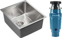 Комплект Мойка Paulmark Vista PM904438-BS брашированная нержавеющая сталь + Измельчитель Intenso