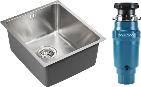 Комплект Мойка Paulmark Vista PM904438-BS брашированная нержавеющая сталь + Измельчитель Intenso