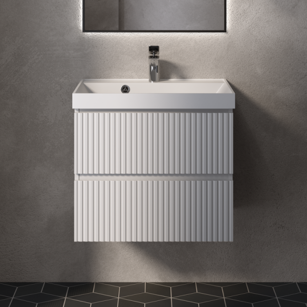 Тумба с раковиной AQUAme S1 60 подвесная, 2 ящика, белый глянец