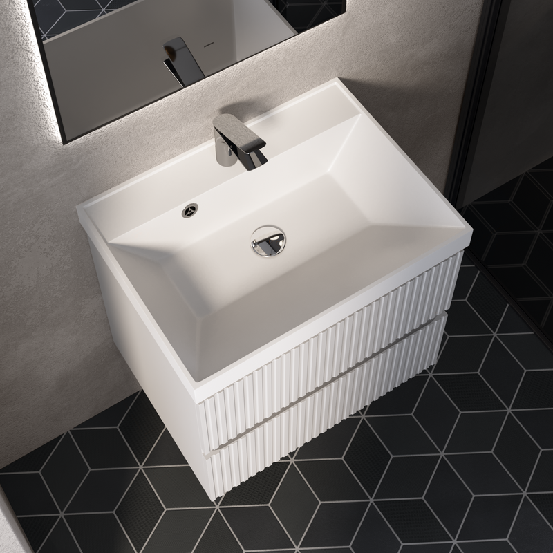 Тумба с раковиной AQUAme S1 60 подвесная, 2 ящика, белый глянец