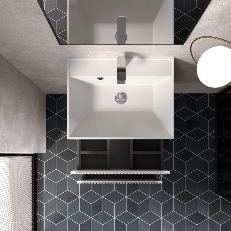 Тумба с раковиной AQUAme S1 60 подвесная, 2 ящика, белый глянец